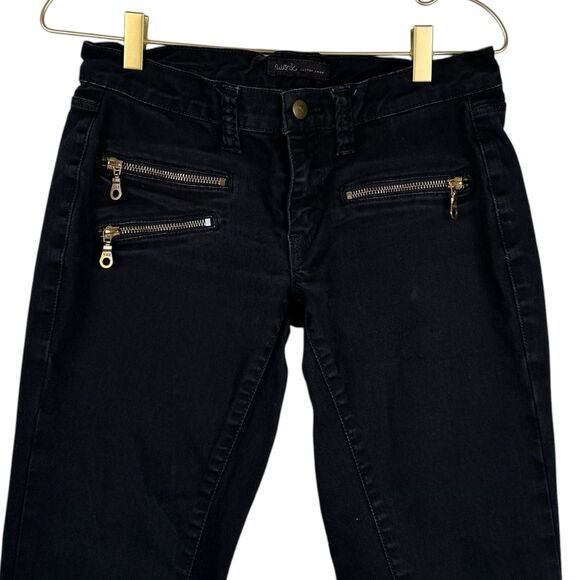 WORK Custom Shop Women’s Gold Zippers Skinny Moto Dark Wash Jeans size 28 0082 - Picture 1 of 11